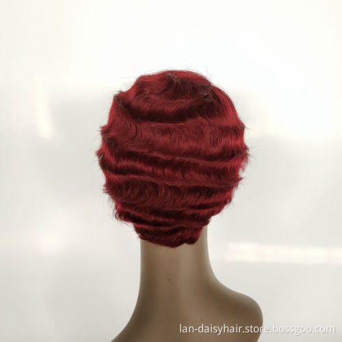Pixie Cut Machine Made Wigs Short Human Hair Wigs for Black Women Short  Black Ladies Wigs